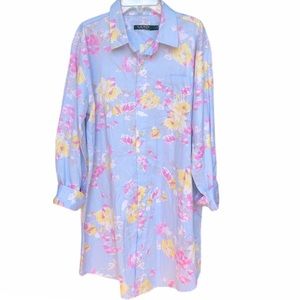 Ralph Lauren Floral Shirt Dress pocket Monogram